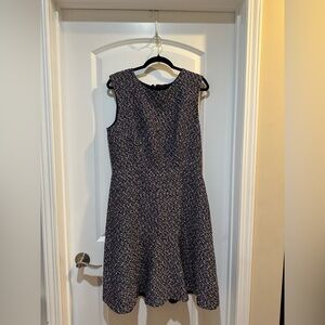 J.Crew Navy A -Line Dress Confetti Metallic Tweed Sz12T